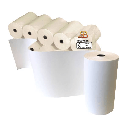 SABACART Blister 5 rotoli carta termica 55gr BPA free 110mm x 30mt (per calc./stamp.)