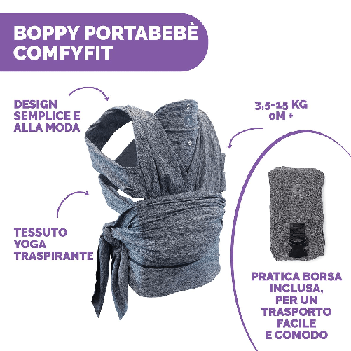 Boppy-ComfyFit-Marsupio-Neonato-e-Bambini-Fascia-Porta-Bebe-Grigio