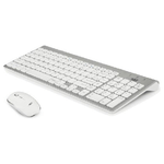 Adj Platinum KW10 Set Tastiera Multimediale e Mouse Wireless Layout Italiano QWERTY Senza Fili 102 Tasti Mouse Ergonomico 1600 DPI Silver-Bianco