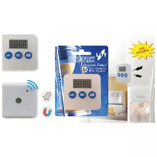Timer contaminuti digitale con calamita bianco
