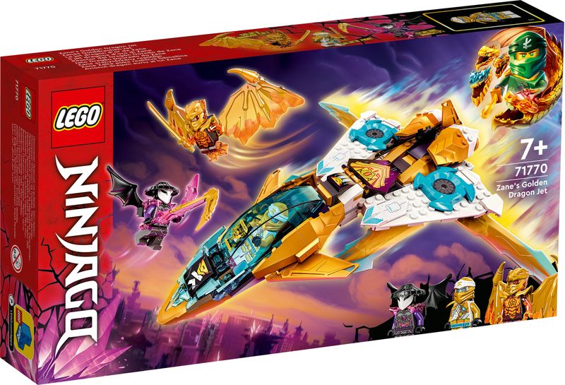 LEGO-Ninjago-71770-Il-Jet-Dragone-d-Oro-di-Zane-Set-Serie-TV-Crystallized-Aereo-Giocattolo-Giochi-per-Bambini-dai-7-Anni