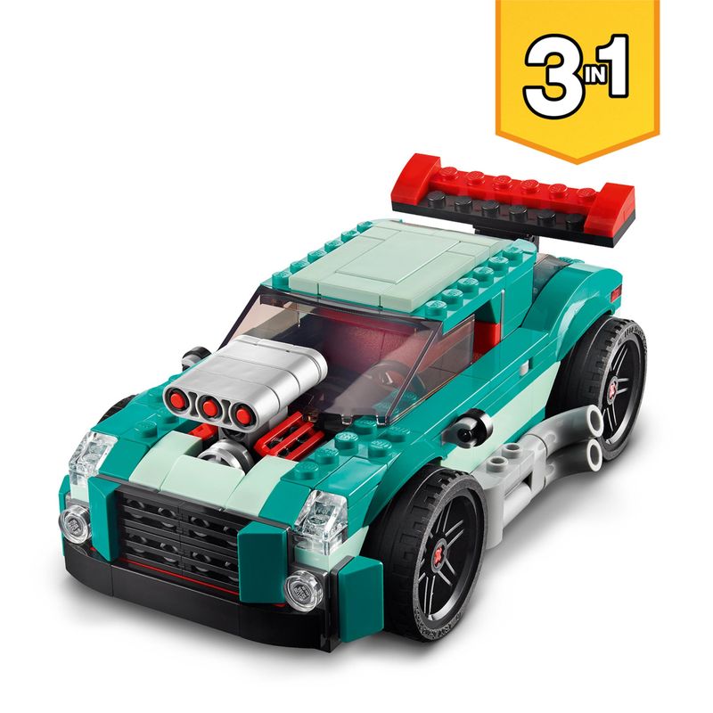 LEGO-Creator-31127-3in1-Street-Racer-Macchine-Giocattolo-Auto-da-Corsa-per-Bambini-di-7--Anni-Costruzione-con-Mattoncini