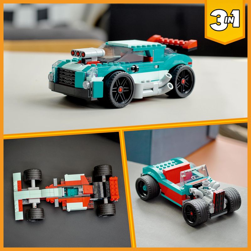 LEGO-Creator-31127-3in1-Street-Racer-Macchine-Giocattolo-Auto-da-Corsa-per-Bambini-di-7--Anni-Costruzione-con-Mattoncini