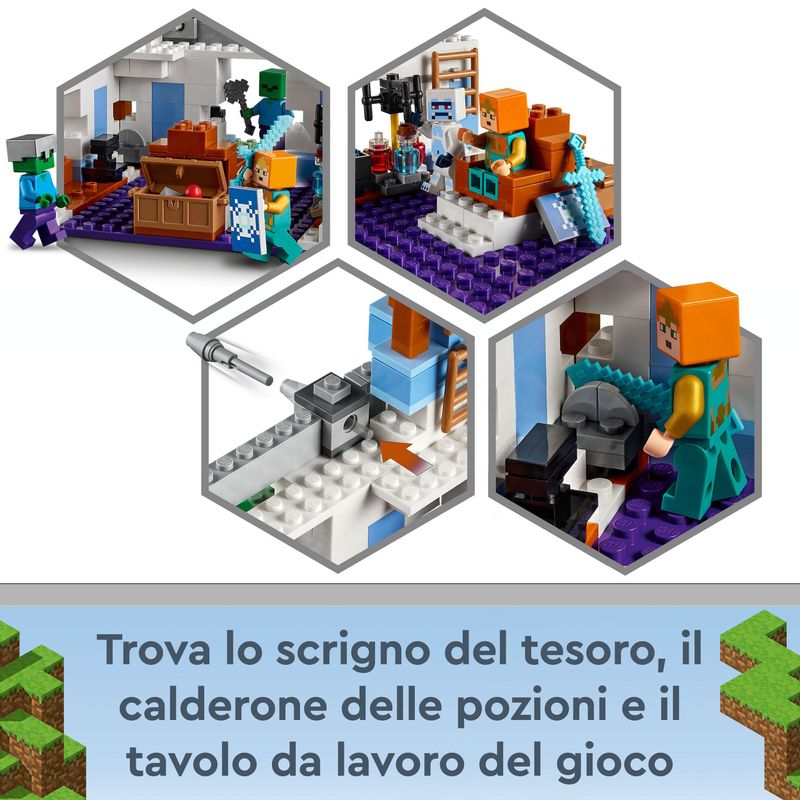 LEGO-Minecraft-21186-Il-Castello-di-Ghiaccio-Giocattoli-Creativi-da-Costruire-Spada-di-Diamanti-Giochi-per-Bambini