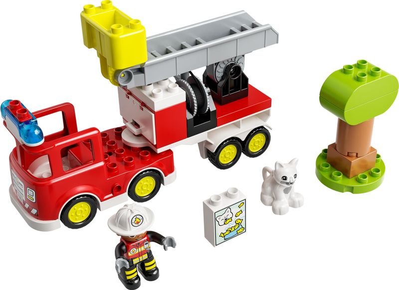 LEGO-DUPLO-Town-Autopompa-Camion-Giocattolo-con-Luci-e-Sirena-Figure-Pompiere-e-Gatto-Giochi-Educativi-per-Bambini-10969