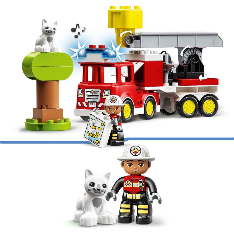 LEGO-DUPLO-Town-Autopompa-Camion-Giocattolo-con-Luci-e-Sirena-Figure-Pompiere-e-Gatto-Giochi-Educativi-per-Bambini-10969