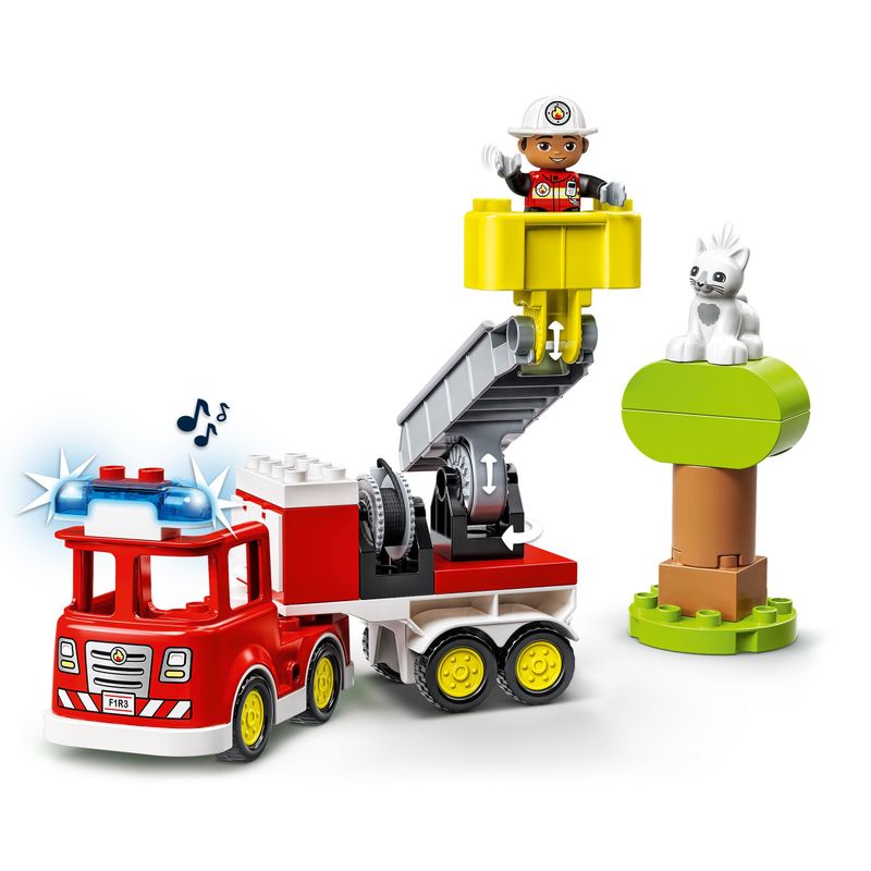 LEGO-DUPLO-Town-Autopompa-Camion-Giocattolo-con-Luci-e-Sirena-Figure-Pompiere-e-Gatto-Giochi-Educativi-per-Bambini-10969