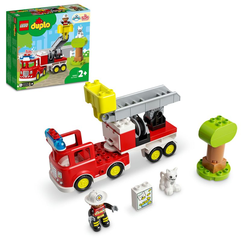 LEGO-DUPLO-Town-Autopompa-Camion-Giocattolo-con-Luci-e-Sirena-Figure-Pompiere-e-Gatto-Giochi-Educativi-per-Bambini-10969