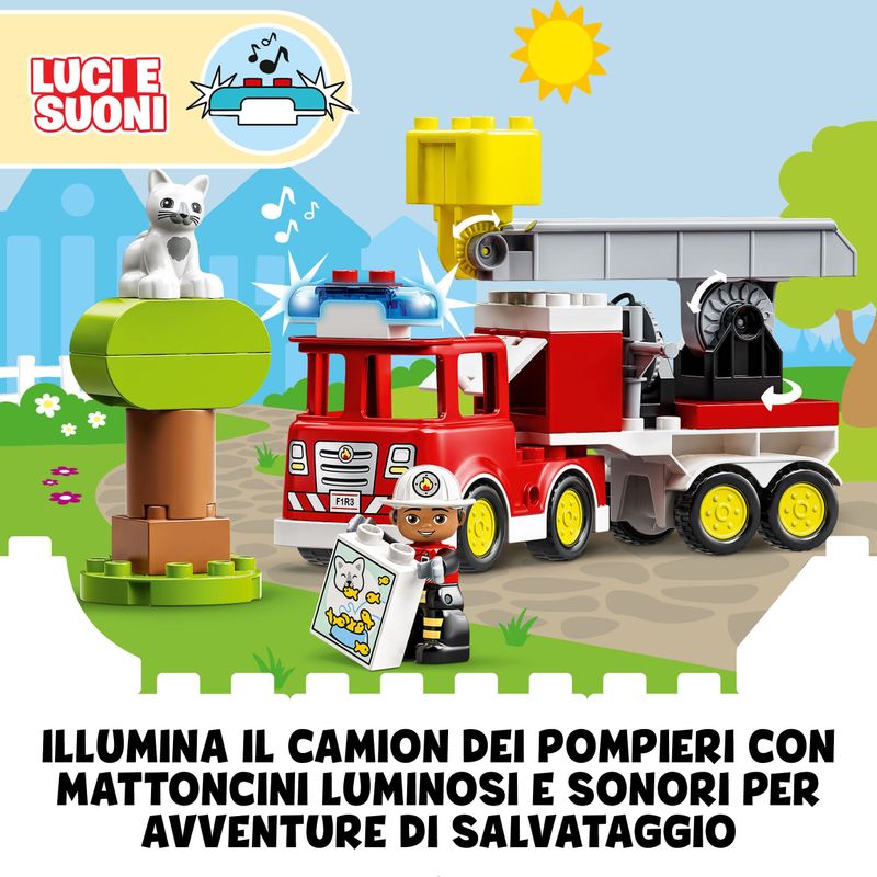 LEGO-DUPLO-Town-Autopompa-Camion-Giocattolo-con-Luci-e-Sirena-Figure-Pompiere-e-Gatto-Giochi-Educativi-per-Bambini-10969