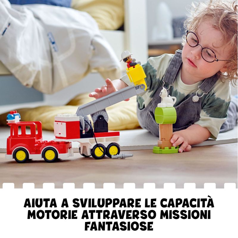 LEGO-DUPLO-Town-Autopompa-Camion-Giocattolo-con-Luci-e-Sirena-Figure-Pompiere-e-Gatto-Giochi-Educativi-per-Bambini-10969