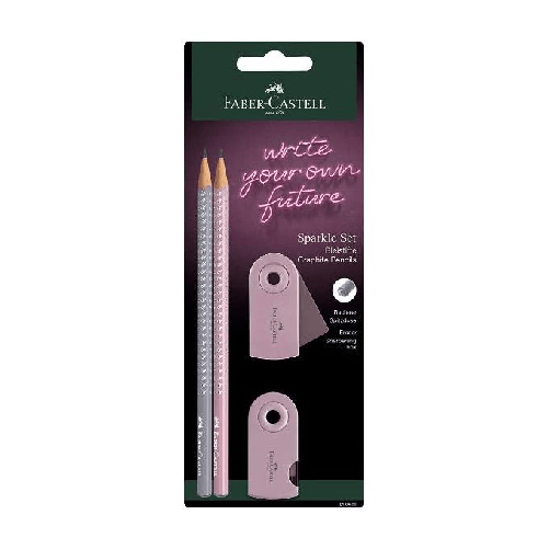 Faber-Castell-Confezione-2-Matite-1-Gomma-1-Temperino-Rose-Grey