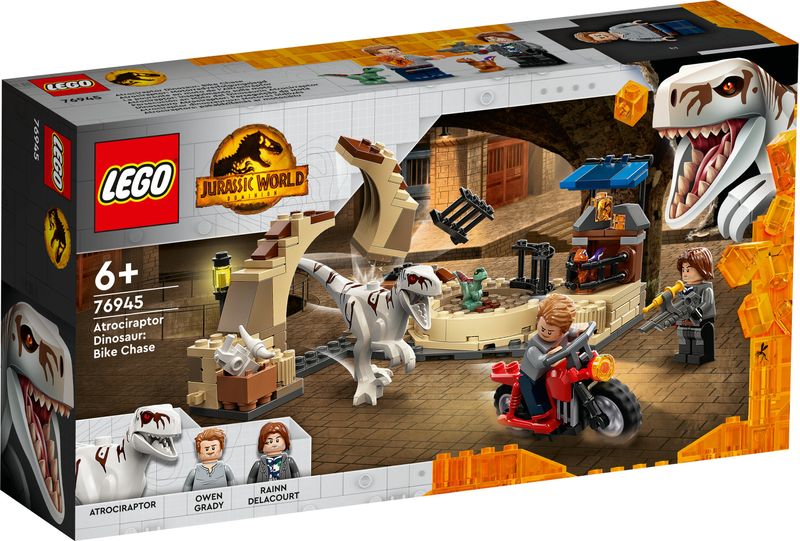 LEGO-Jurassic-World-76945-Atrociraptor--Inseguimento-sulla-Moto-con-Dinosauro-Giocattolo-Giochi-per-Bambini-di-6--Anni