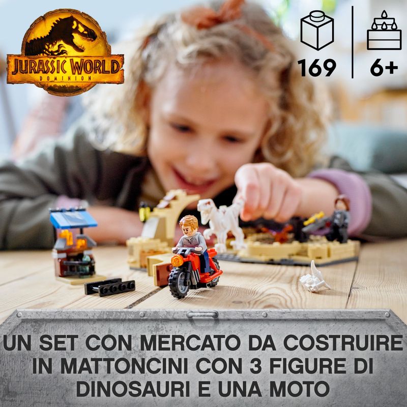 LEGO-Jurassic-World-76945-Atrociraptor--Inseguimento-sulla-Moto-con-Dinosauro-Giocattolo-Giochi-per-Bambini-di-6--Anni