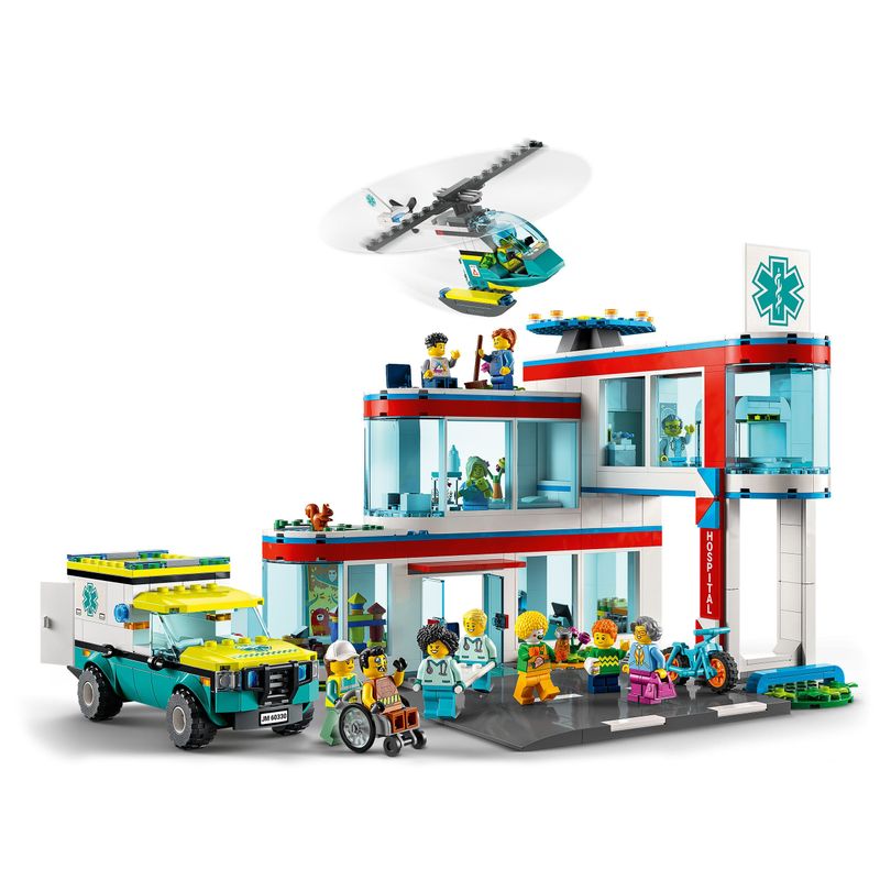 LEGO-City-Ospedale-Set-con-ambulanza-Giocattolo-ed-Elicottero-di-Soccorso