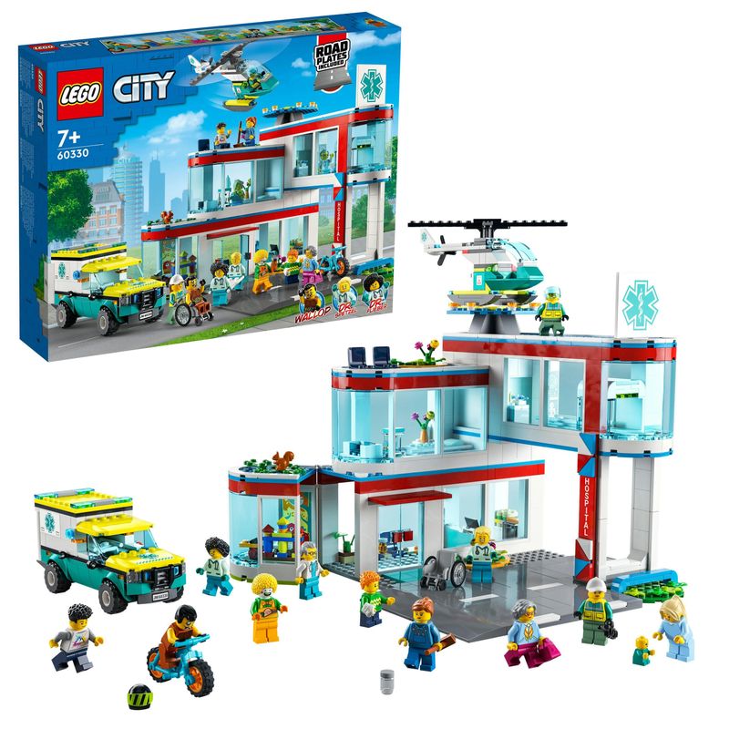 LEGO-City-Ospedale-Set-con-ambulanza-Giocattolo-ed-Elicottero-di-Soccorso