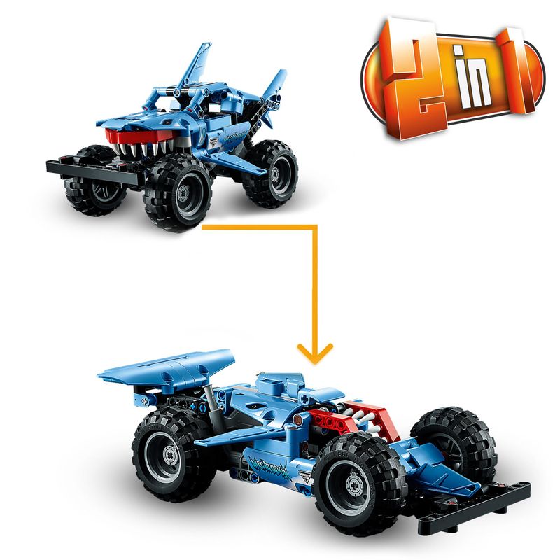 LEGO-Technic-42134-Monster-Jam-Megalodon-da-Camion-a-Macchina-Giocattolo-Low-Racer-Lusca-per-Bambini-di-7--Anni