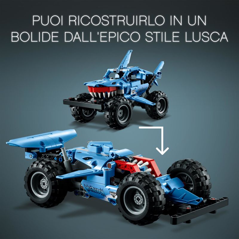 LEGO-Technic-42134-Monster-Jam-Megalodon-da-Camion-a-Macchina-Giocattolo-Low-Racer-Lusca-per-Bambini-di-7--Anni