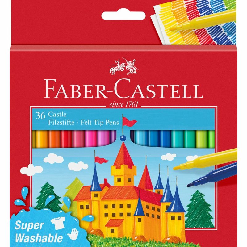 Faber-Castell-Confezione-36-Pennarelli-Castello-Punta-Fine