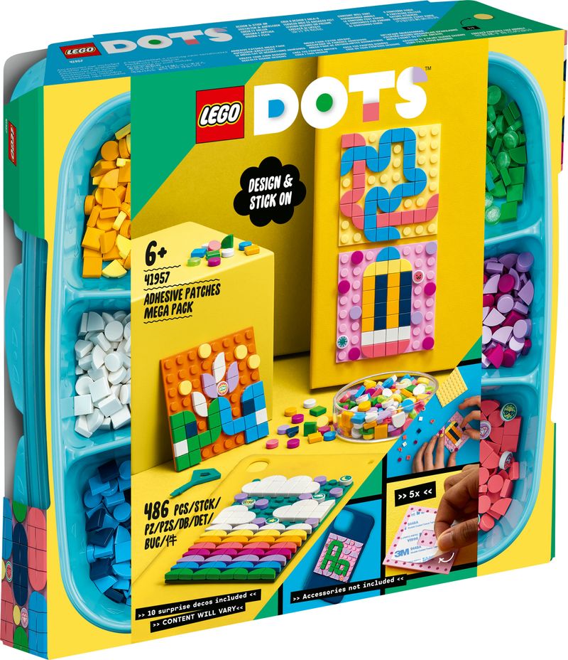 LEGO-DOTS-41957-Mega-Pack-Patch-Adesivi-Set-5-in-1-Fai-da-Te-Toppe-Adesive-Regalo-Creativo-Giochi-per-Bambini-dai-6-Anni