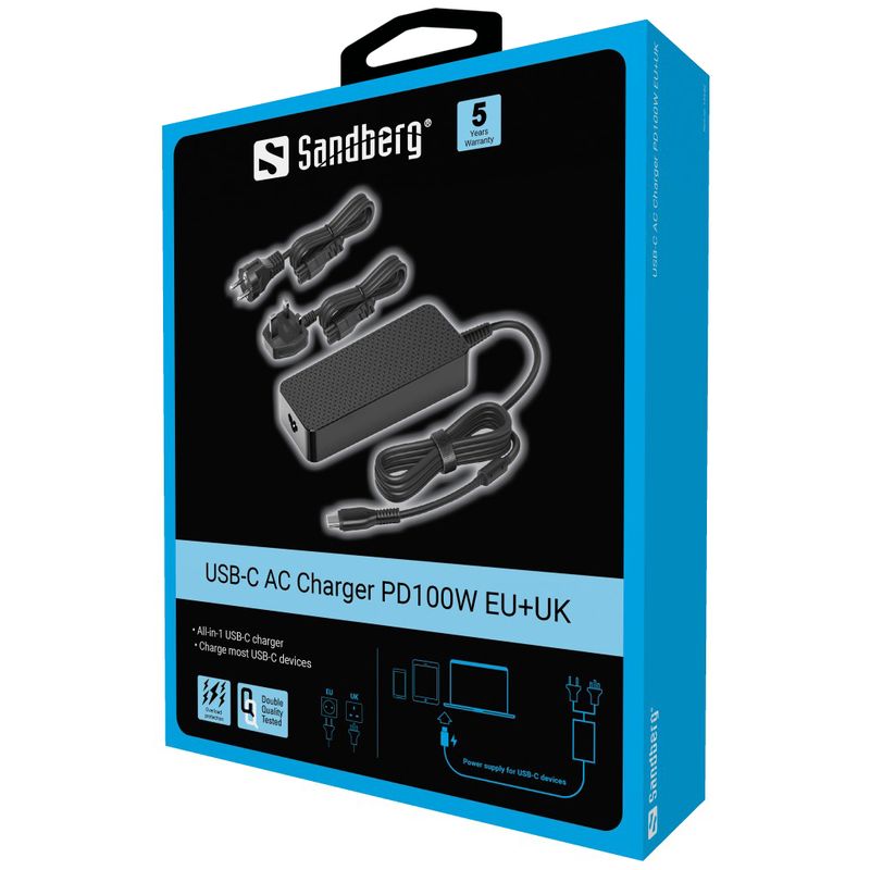 Sandberg-USB-C-AC-Charger-PD100W-EU-UK-Nero-Interno