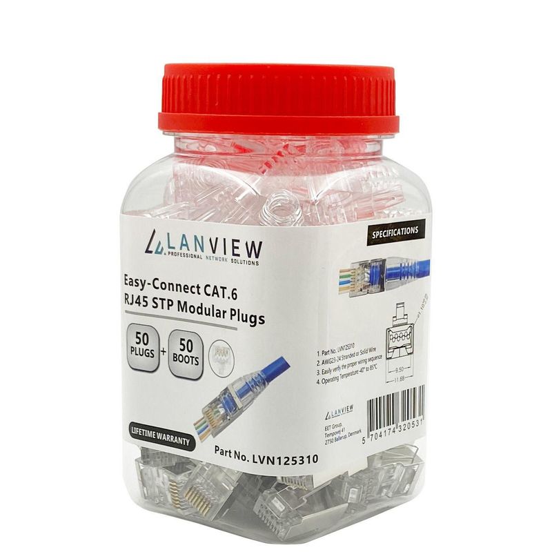 Lanview-AWG23-24-stranded-solid-cavo-di-collegamento-RJ45-Trasparente--RJ45-STP-plug-Cat6-for---AWG23-24-stranded-solid-