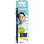 Pentel EnerGel X Pack de 4 Boligrafos de Bola Retractiles Tinta Gel - Punta 0.7mm - Trazo 0.35mm - Recargable - Grip de