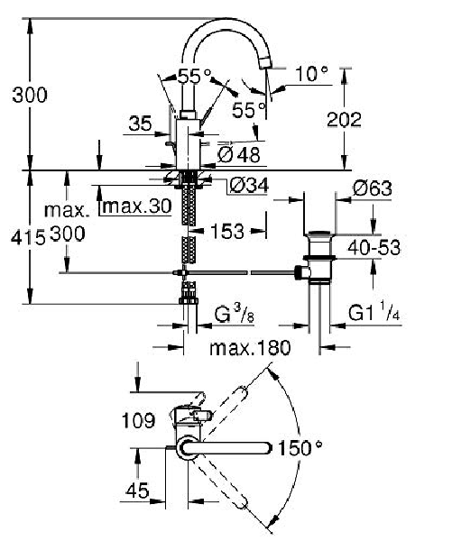 Grohe-Eurosmart-Cosmopolitan---Miscelatore-Monocomando-per-Lavabo