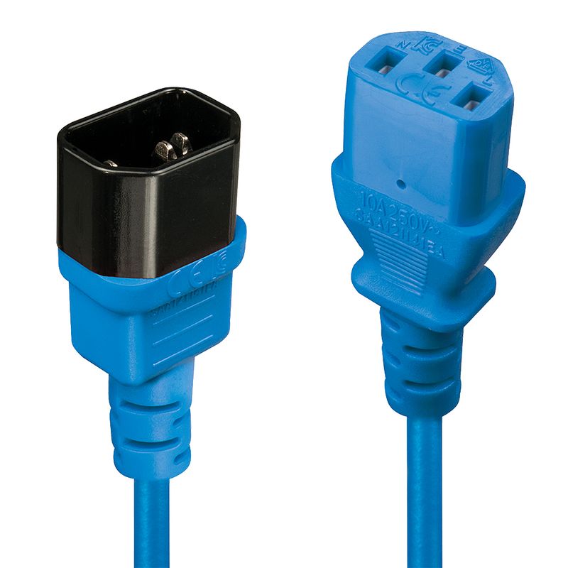 Lindy-30470-cavo-di-alimentazione-Blu-05-m-Accoppiatore-C14-Accoppiatore-C13--0.5M-IEC-EXTENSION---CABLE-IEC-C14-TO-IEC