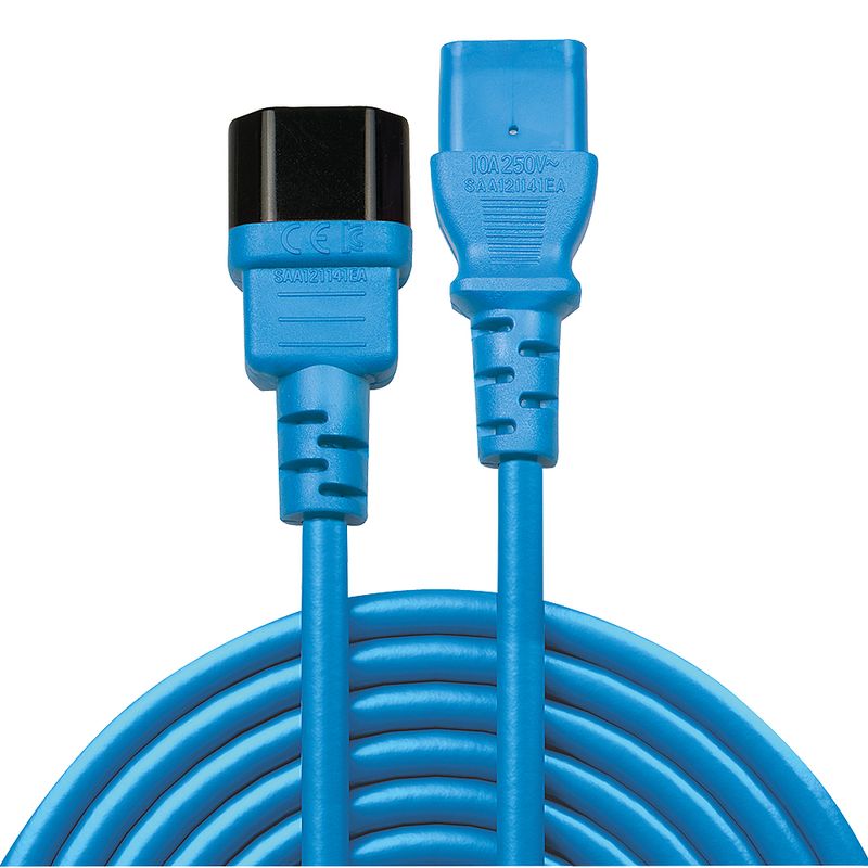 Lindy-30470-cavo-di-alimentazione-Blu-05-m-Accoppiatore-C14-Accoppiatore-C13--0.5M-IEC-EXTENSION---CABLE-IEC-C14-TO-IEC