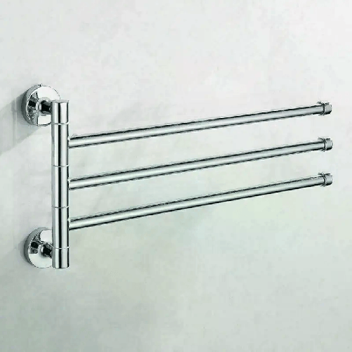 Porta asciugamani 3 braccia da parete muro girevoli bagno acciaio arredamento