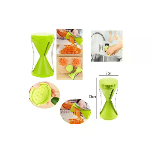 Affettatrice manuale taglia verdure spirale 4 lame da 3-5-10-70 mm verde cucina