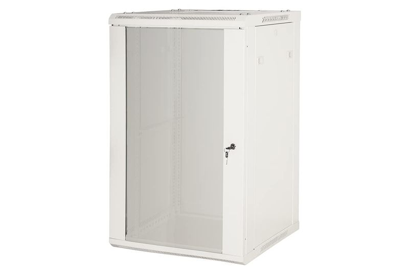 Armadio-Rack-19--18U-da-Muro---Grigio-con-Porta-Vetro