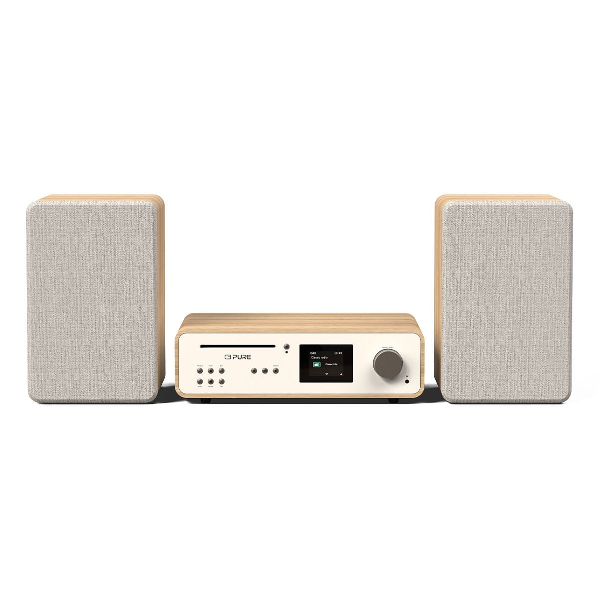 Pure Micro HiFi Classic Stereo Microsistema audio per la casa 50 W Quercia, Bianco
