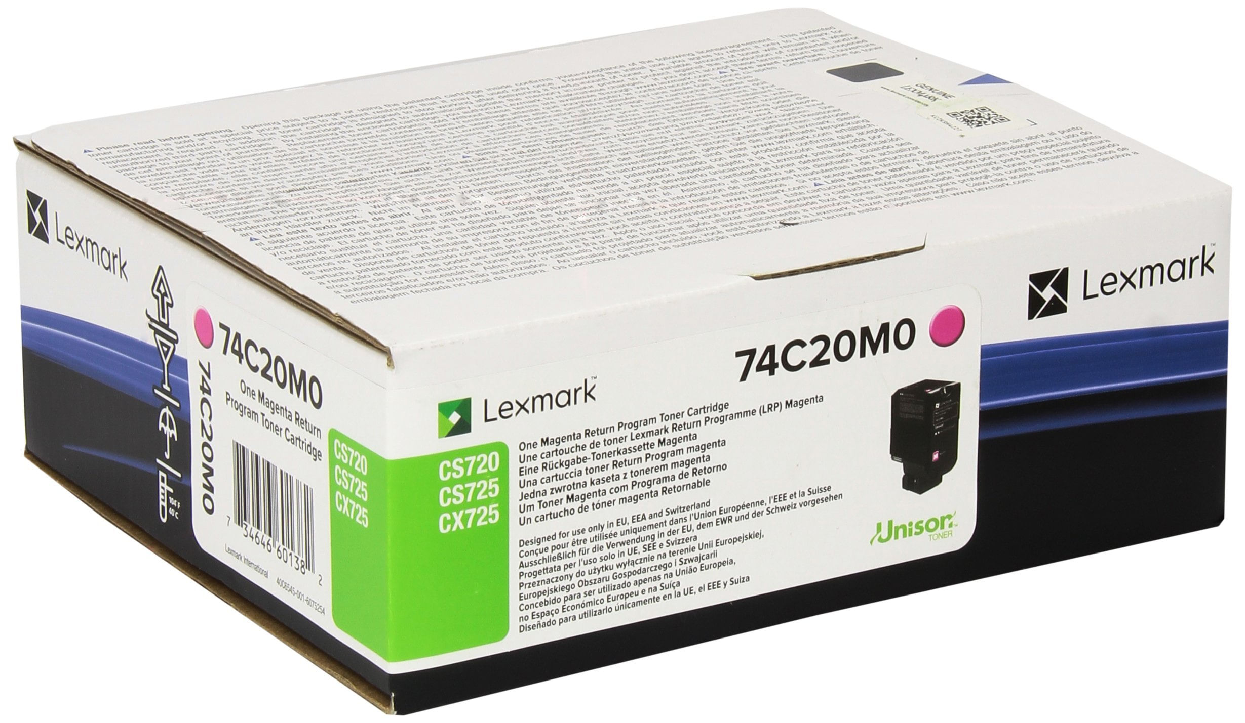 Lexmark 74C20M0 cartuccia toner 1 pz Originale Magenta