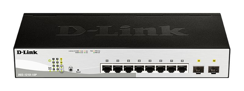 Switch-D-Link-Gigabit-Ethernet-POE-65W-SFP-a-2-porte--DGS-1210-10p-E-