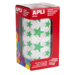 Apli Green Star Gomets - 125 mm e 195 mm - Adesivo permanente - 2360 Gomet per rotolo - Ideale per scuole e laboratori per bambini