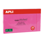 Apli Funny Sticky Notes 125x75mm - Blocco da 100 fogli - Adesivo di qualità - Facile da staccare - Rosa fluorescente