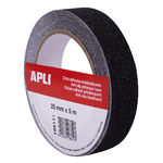 Apli Nastro Antiscivolo 25mm x 5m - Resistente all'Acqua e all'Usura - Facile da Tagliare e Applicare - Nero