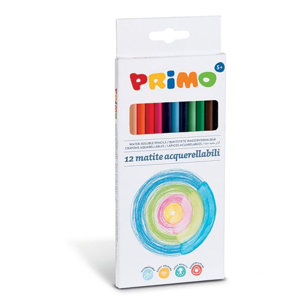 PRIMO confezione da 12  pastelli acquerellabili triangolari scatola in cartone