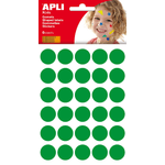 Apli Gomets Tondo Ø 20mm - 180 Unità in 6 Fogli - Adesivo Permanente - Sviluppo di Abilità e Creatività - Colore Verde