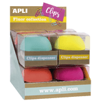 Espositore Clip Apli Fluor Collection - Ø 70x60 mm - 8 Dispenser in 4 Colori - Coperchio Magnetico Soft Touch - Include 50 Clip