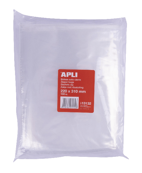 Sacchetti con zip APli Closura trasparente 220x310mm - Materiale LDPE - Manipolazione di chiusura sicura e facile - Uso