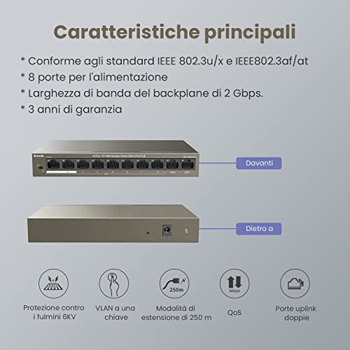 Switch-PoE-Ethernet-Tenda-10-Porte-10-100-Mbps