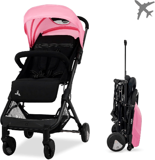 ASALVO Passeggino Leggero Omologato per Aereo FLIGHT PINK BLACK