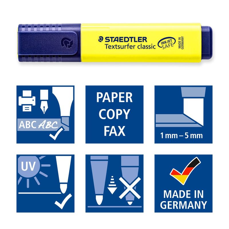 STAEDTLELER-TEXTSURFER-CLASSE-CLASSIC-364-PACCHETTO-DI-4-MARKER-FLUORECENT---ESCENZA-FAST---Scatta-1---5-mm-circa---colo