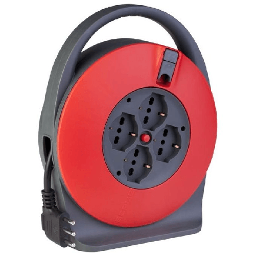 Poly-Pool-PP2742-prolunghe-e-multiple-10-m-4-presa-e--AC-Interno-esterno-Nero-Rosso