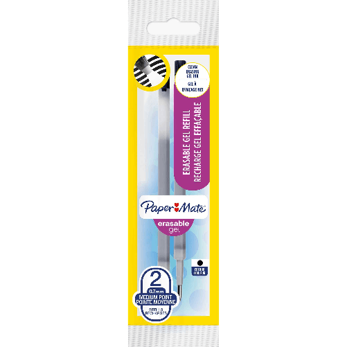 PAPERMATE-Blister-2-refill-sfera-ERASABLE-GEL-07mm-nero-PAPERMATE