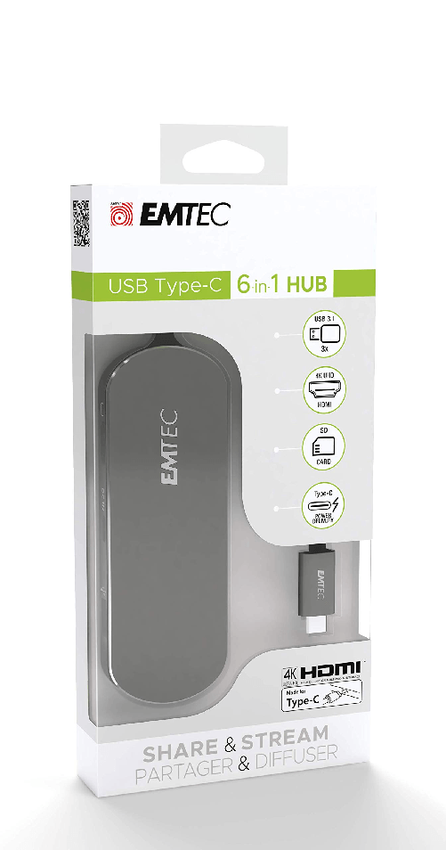 EMTEC-T650C-Hub-USB-Type-C-3.2-Gen-1---Nero