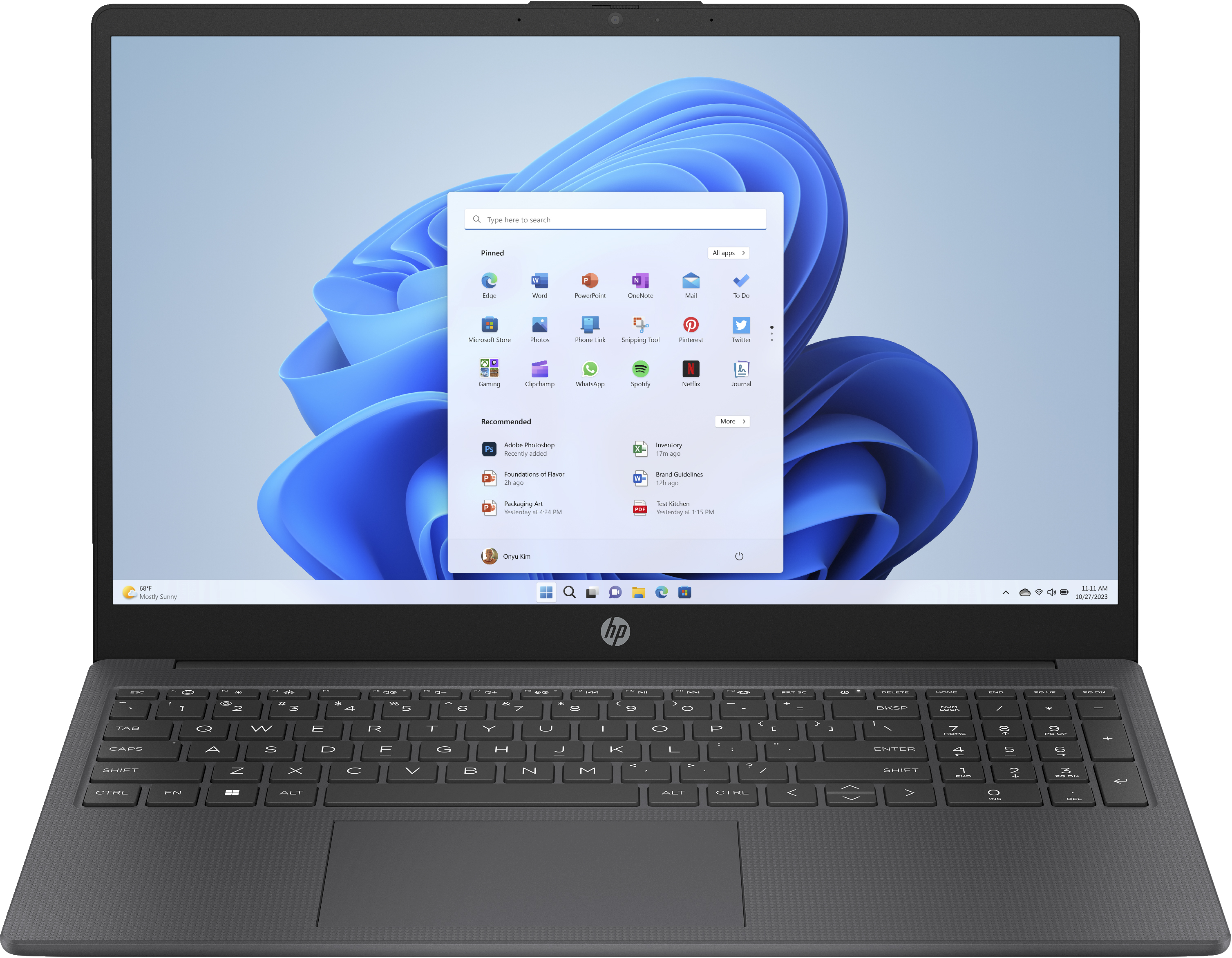 HP 15-fd0079nl Intel® N N100 Computer portatile 39,6 cm (15.6") HD 4 GB DDR4-SDRAM 128 GB UFS Wi-Fi 6E (802.11ax) Windows 11 Home in S mode Grigio