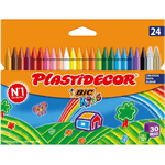 Bic Kids Plastistecor Box di 24 penchi di cera - Extrasistent - Facile da prendere in punto - Non macchiarsi